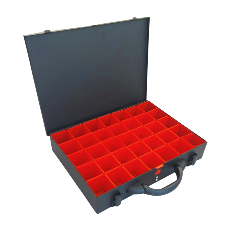 Kaseta walizka metalowa z 35 pojemnikami 390x280x70 mm - 1.png