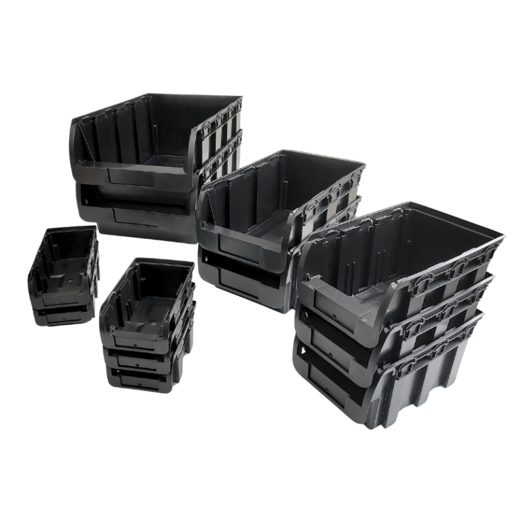 Czarny pojemnik magazynowy nr 2L - 215x102x75 mm - 8