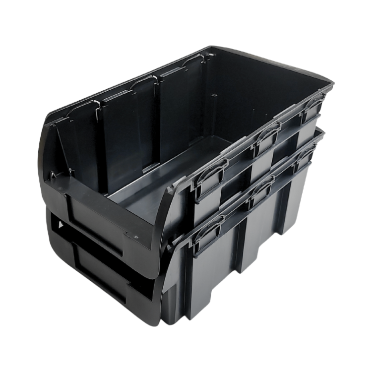 Czarny pojemnik magazynowy nr 4 - 345x210x150 mm - 3