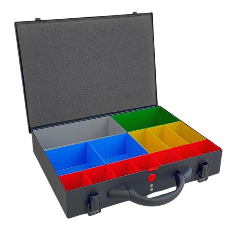 Kaseta walizka metalowa z 14 pojemnikami 390x280x70 mm - 1