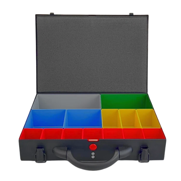 Kaseta walizka metalowa z 14 pojemnikami 390x280x70 mm - 2