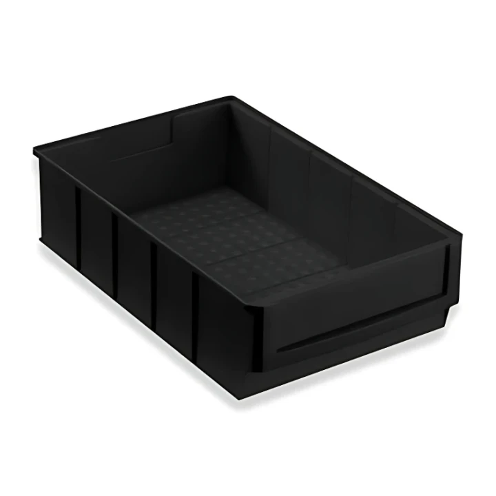 Pojemnik magazynowy czarny ESD - 300x180x80 mm -